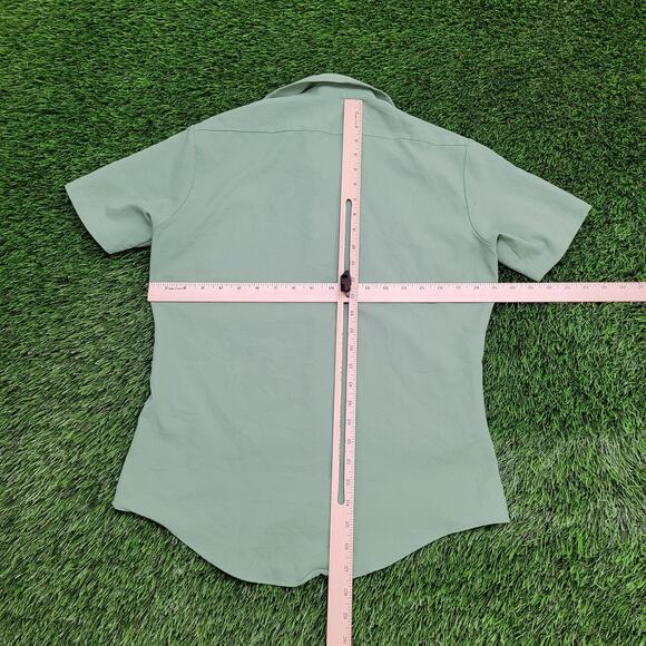 Vintage 90s Kings-Road Disco Button Shirt Small 19x27 Green - Picture 4 of 11